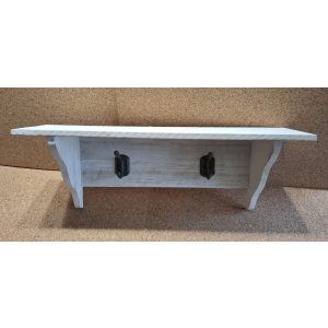 Fa polc, fehér, 2 akasztóval