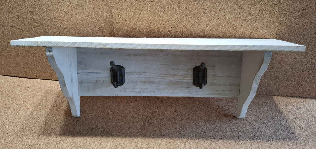 Image of Fa polc, fehér, 2 akasztóval