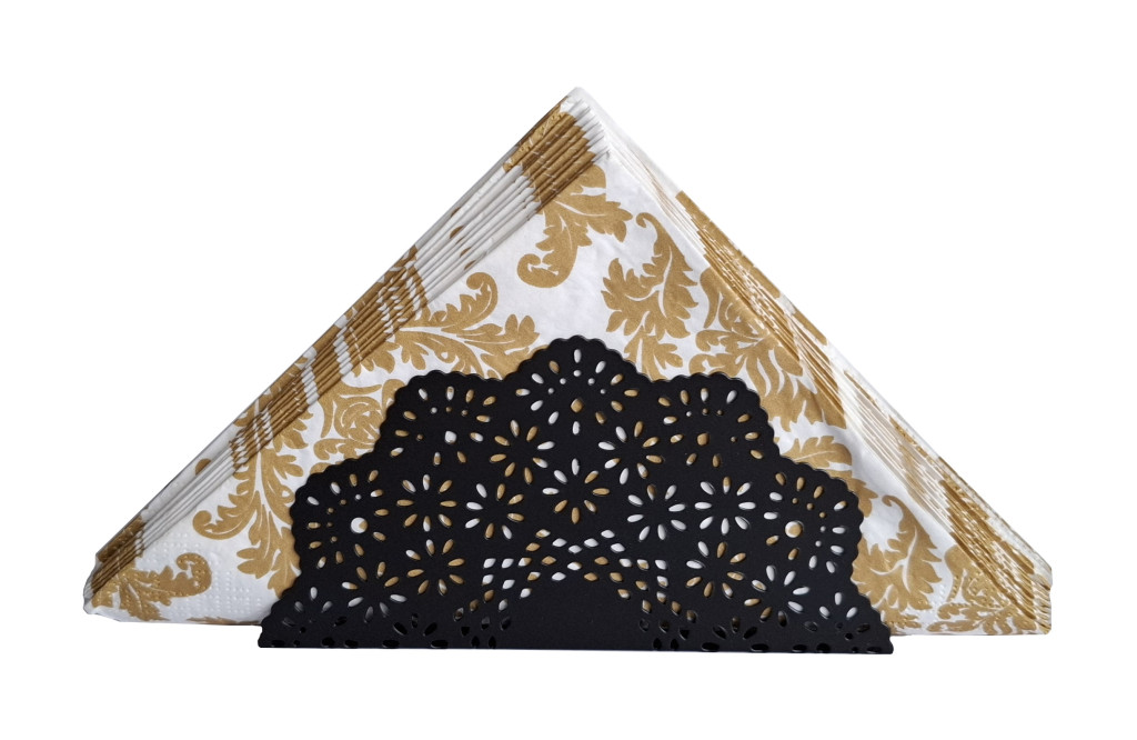 Image of Szalvétatartó csipkés, fekete - HP-211